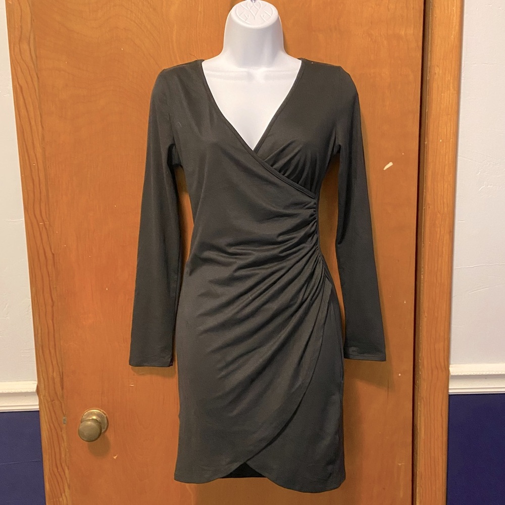 Black Mini Wrap Style Dress